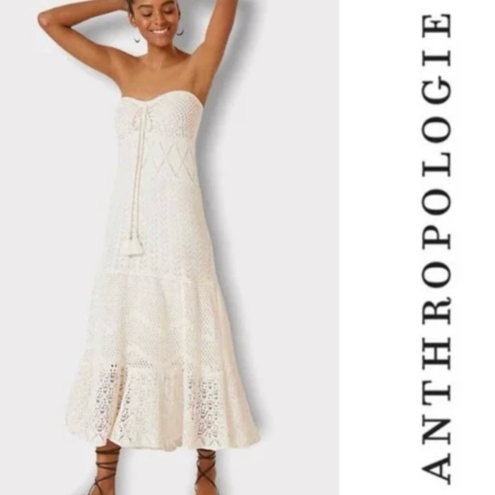 FARM Rio Cream Strapless Sundress Wedding Guest
